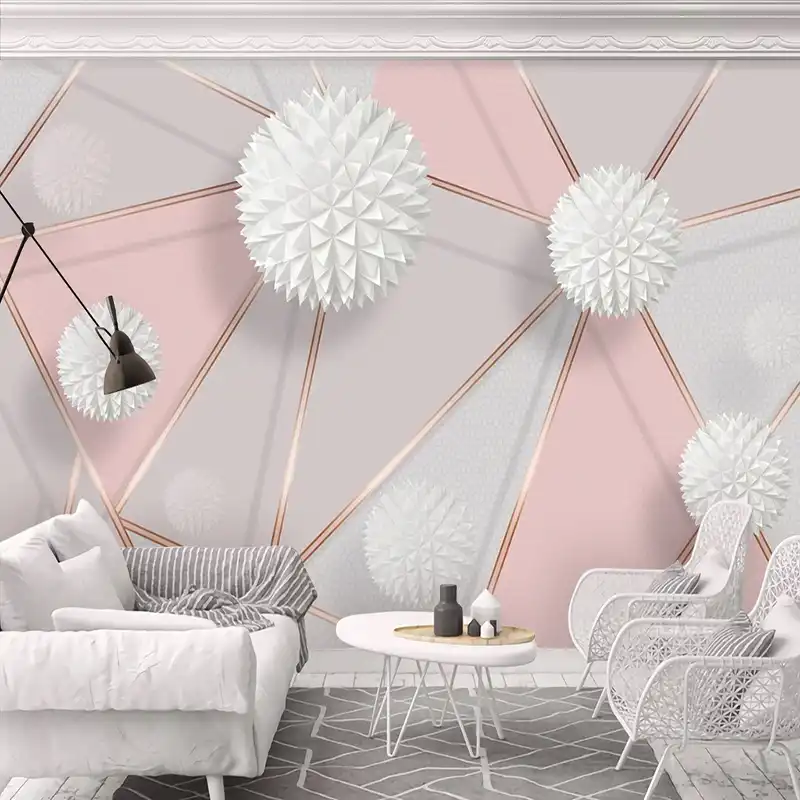 Custom Self Adhesive Mural Wallpaper Modern Stereo Ball Geometric