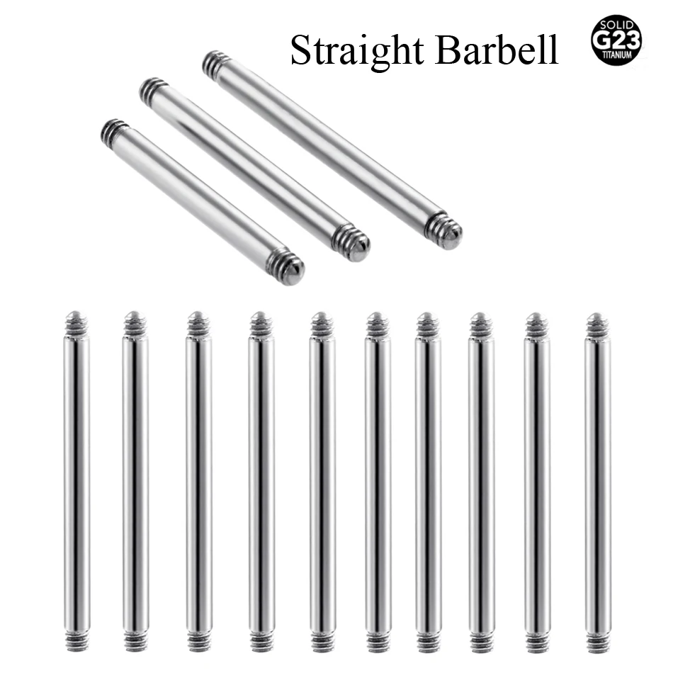 50Pcs G23 Titanium Curved&Circular&Straight Barbell Part Screw Thread Head 16g 14g For Lip Eyebrow Nose Earring Piercing Jewelry