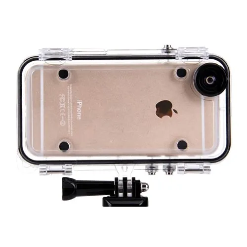 Black Спорт для iPhone 6 6 S Plus водонепроницаемый чехол для сотового телефона с широкоугольным объективом 170 градусов, совместимый с аксессуарами GoPro - Цвет: Black
