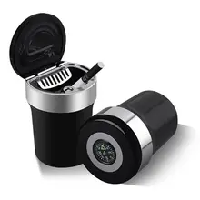 Портативный светодиодный светильник Пепельница автомобильная сигарета пепельница цилиндрический держатель бездымный автомобильный пепельница подстаканник с компасом и светодиодный светильник