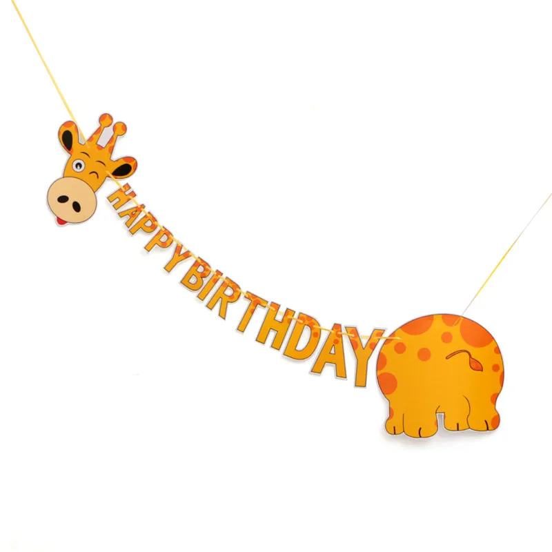 Happy Party Banner Flags Animals Set and Kids Banners Set, Colorful Birthday Party Bunting Banners for Party Decoration Supplies