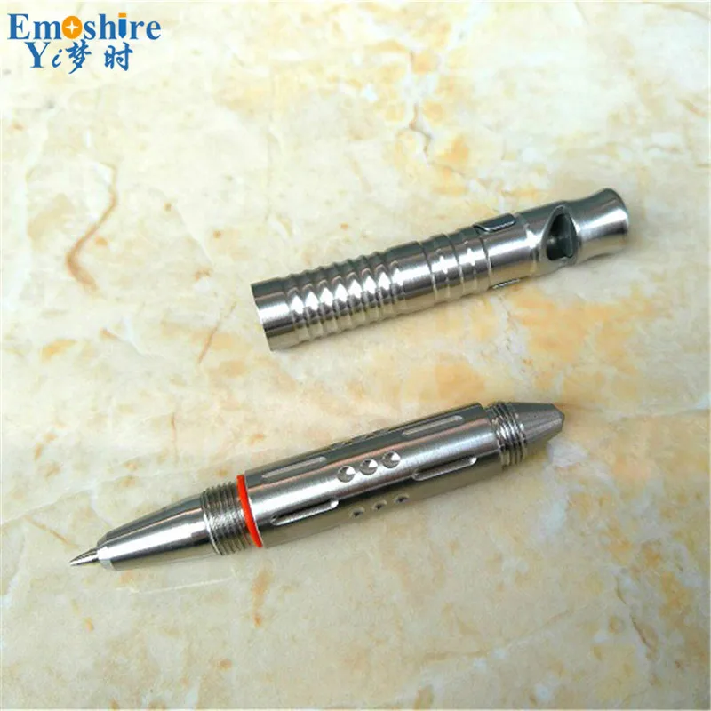 Emoshire Stainless steel whistle tactic pen tungsten steel defense pen assault pen anti-wolf survival key pen broken window pen attack head (9)