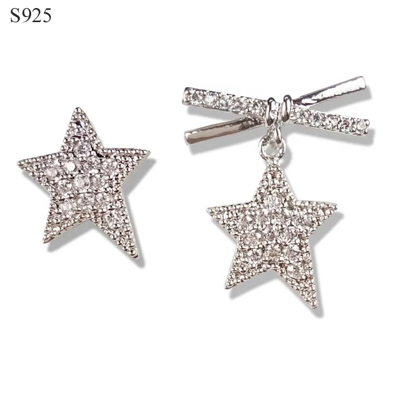 Real Pure Genuine 925 Sterling Silver Stud Earrings Women Fine Jewelry