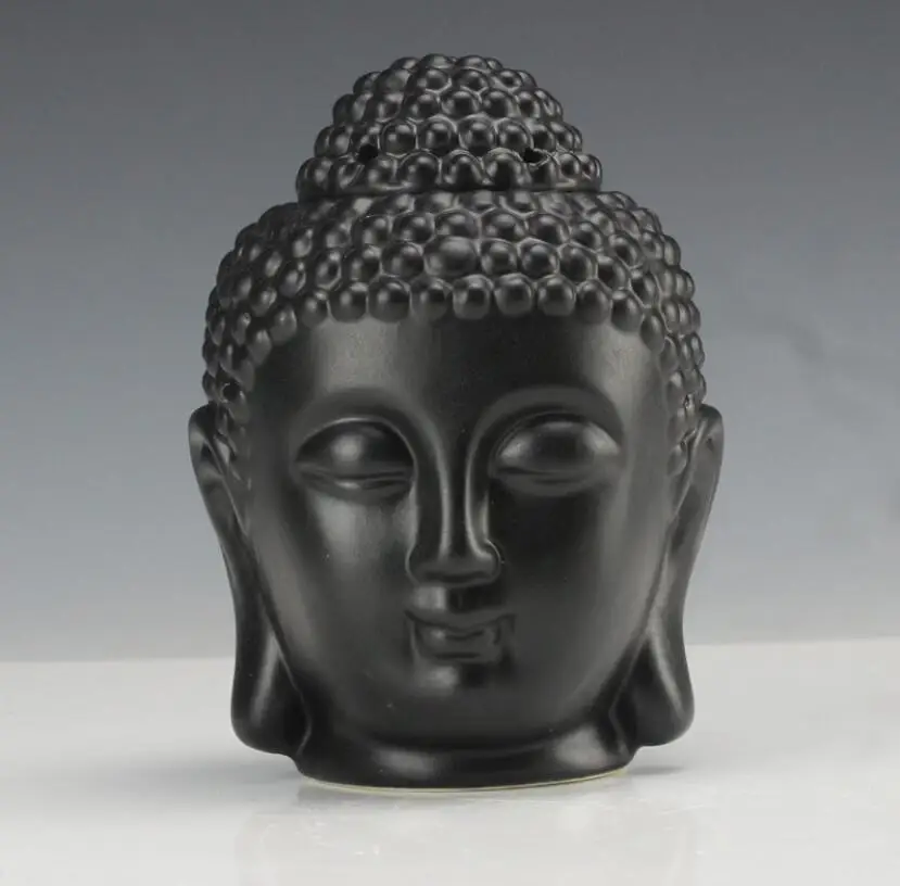 

NOOLIM Ceramic Aromatherapy Oil Burner Buddha Head Aroma Essential Oil Diffuser Indian Incense Buddha Tibetan Incense Burner