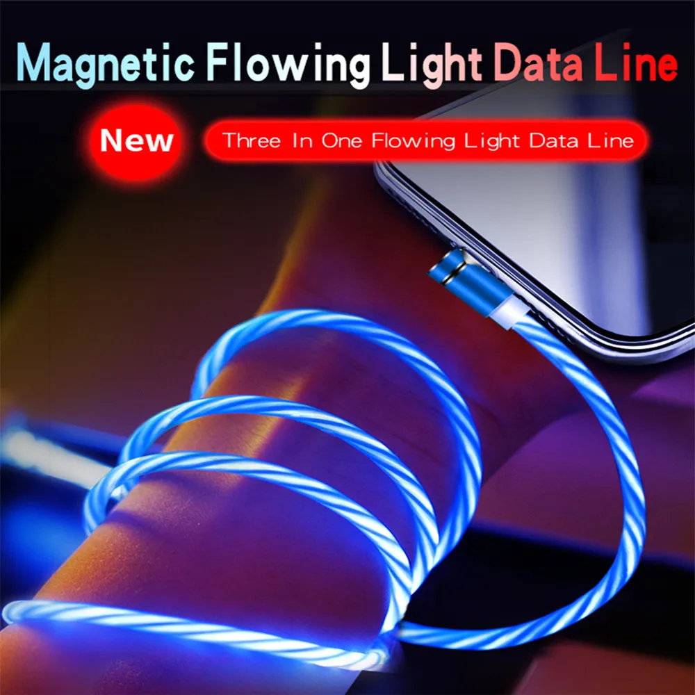 Магнитный светодиодный светящийся зарядный кабель для iPhone XS Max Xiaomi Mi8 Mi6 huawei Honor 10 type C, зарядное устройство для мобильных телефонов