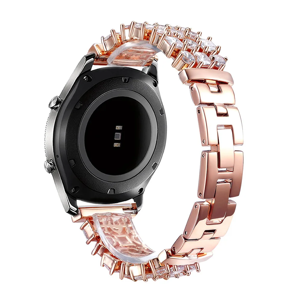 Шикарный ювелирный браслет для samsung Galaxy Watch 46 мм ремешок gear S3 Frontier классический ремешок амазфит Стразы браслет из нержавеющей стали - Цвет ремешка: Rose Gold