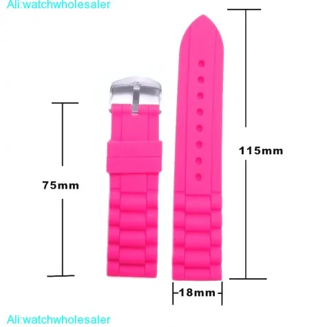 18mm Happy Hot Pink Silicone Jelly Rubber Ladies Watch Band Straps WB1002W18JB