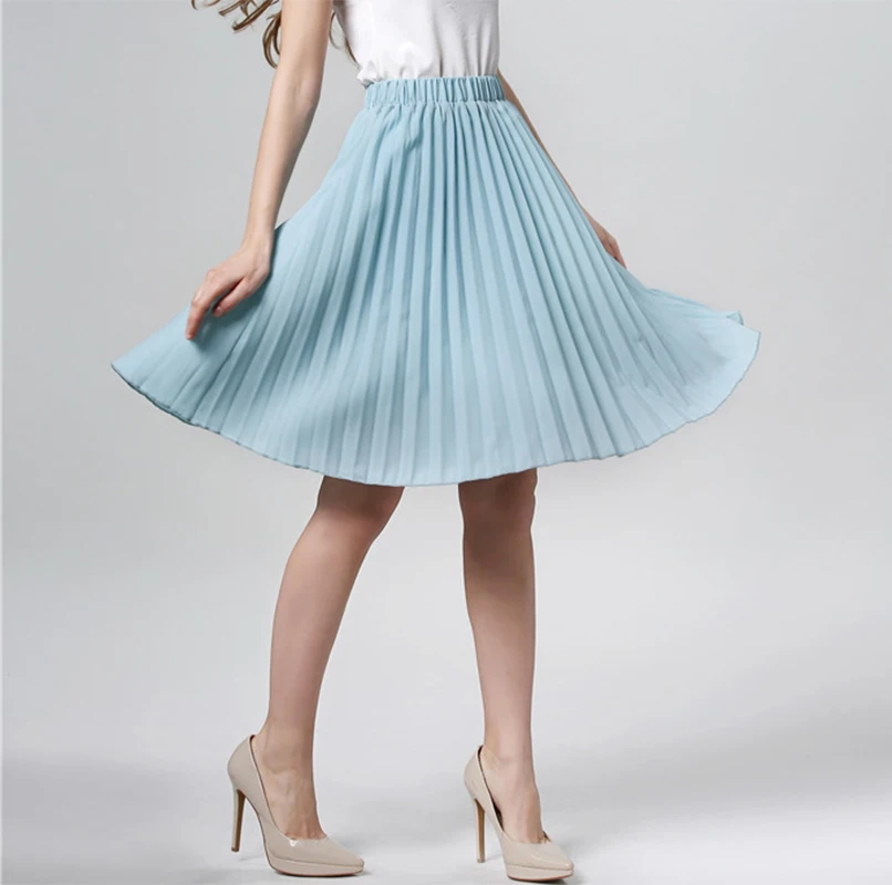 Летняя плотная плиссированная юбка Женская высокая талия mid harajuku Женская