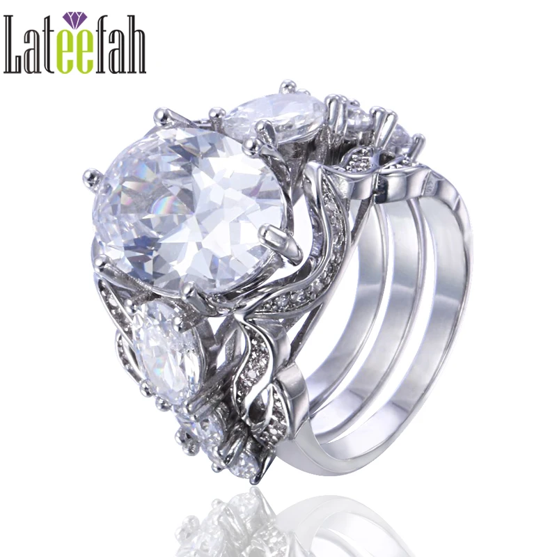 lateefah luxury engagement wedding rings set for women large stone oval cubic zirconia white gold color - Large Wedding Rings lateefah luxury engagement wedding rings set for women large stone oval cubic zirconia white gold color - Large Wedding Rings