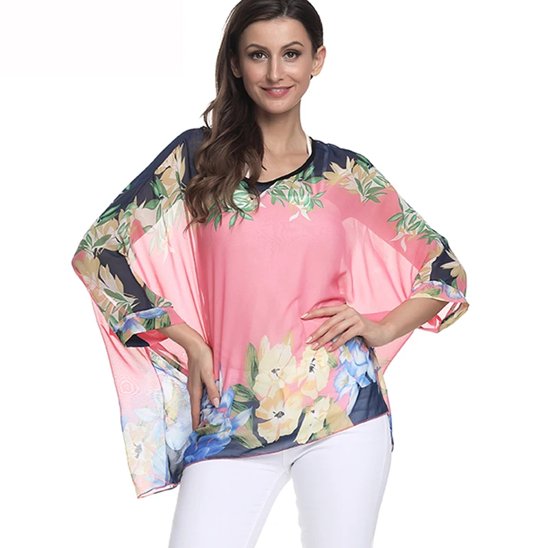 white blouse for women BHflutter 4XL 5XL 6XL Plus Size 2019 Blouse Women Chic Floral Print Chiffon Blouses Shirts Sexy Off Shoulder Summer Tops Tunic plus size blouses