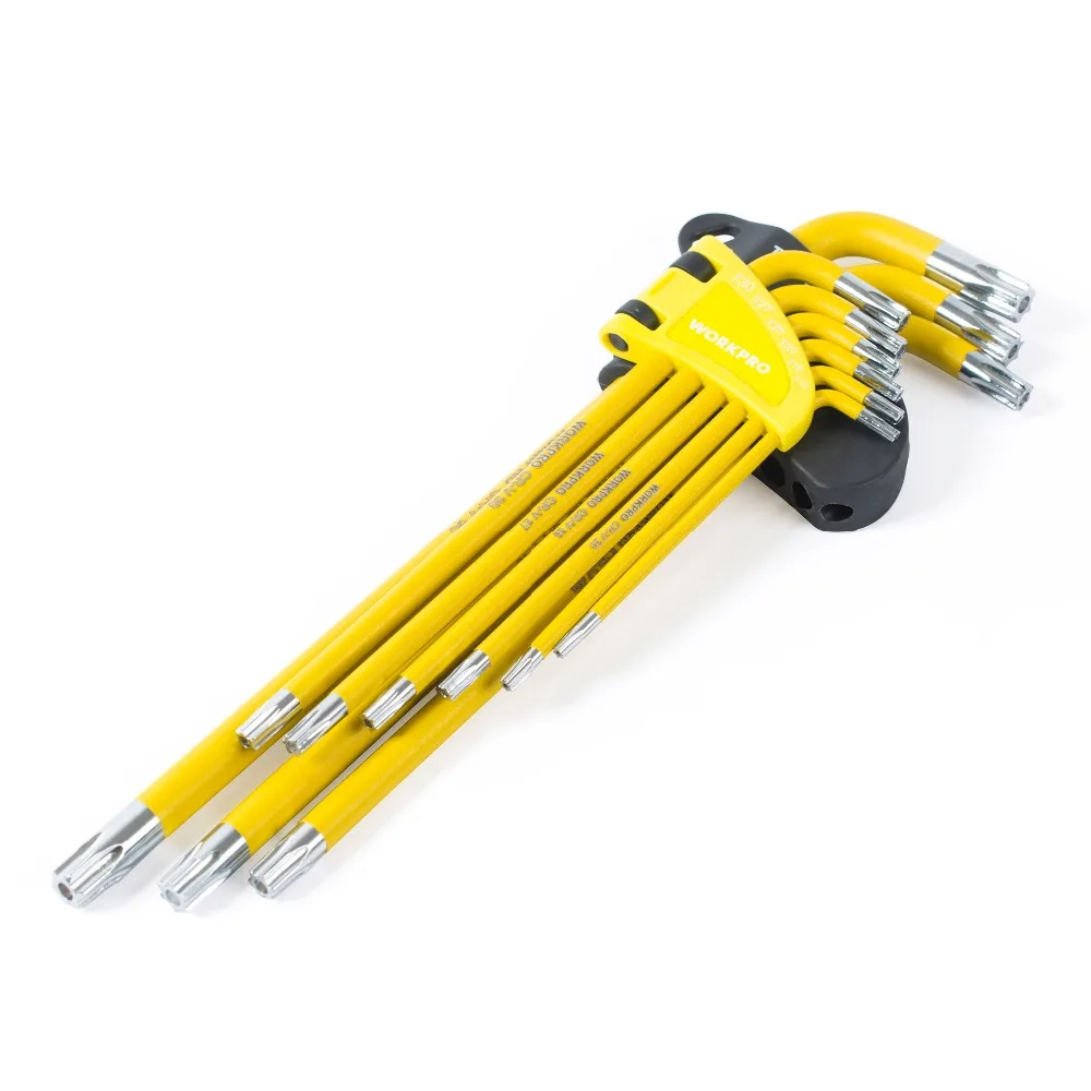 WORKPRO W022012 9 шт Длинный рычаг CR V Torx набор ключей шестигранный ключ инструментов T10