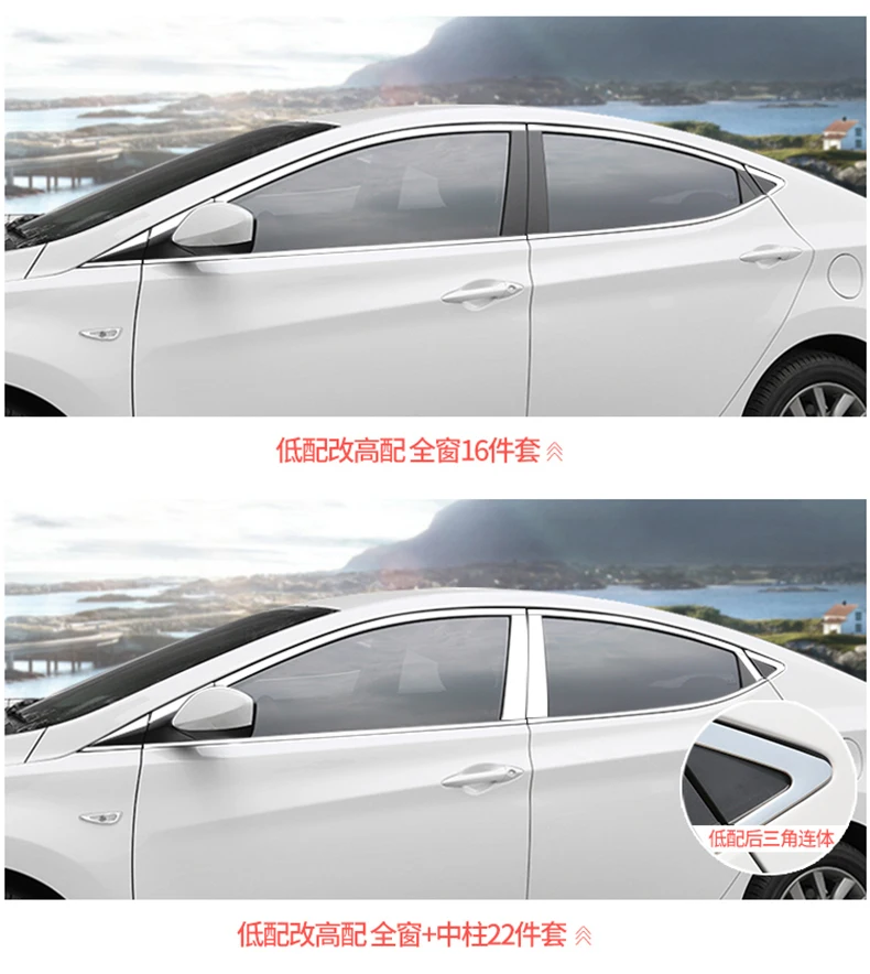 Car-styling Stainless Steel Window Trim Sticker For HYUNDAI ELANTRA MD 2012- Windows Frame Sequin Cover Trim Accessories