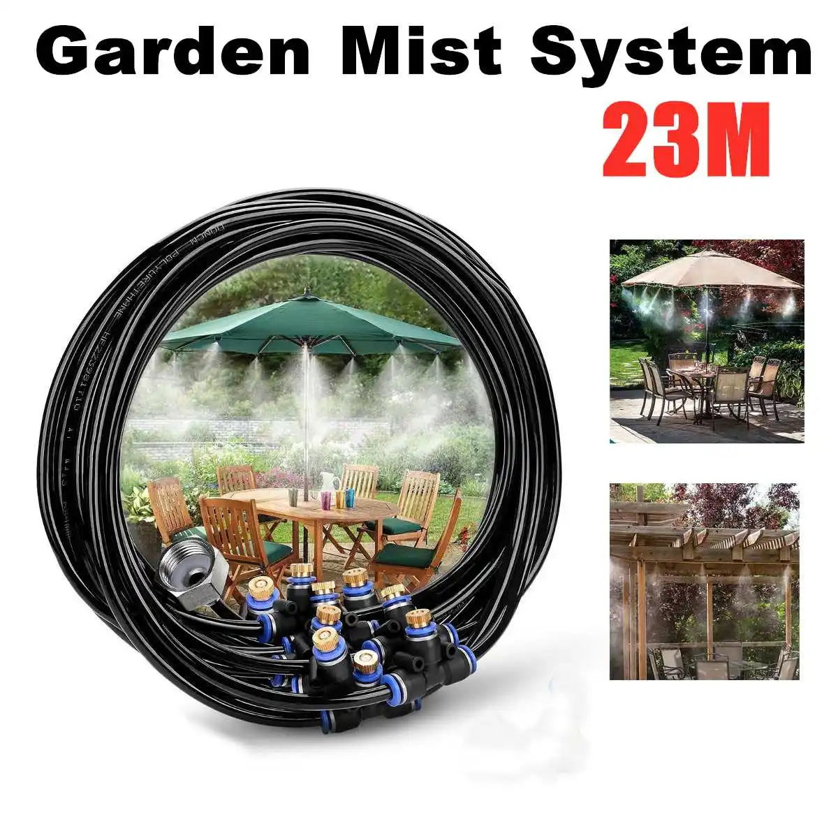 

Patio Cooling System Garden Sprinkler Watering Kit 23M Line 3/4" Connector Water Spray Misting Atomizer Outdoor Irrigation Tools