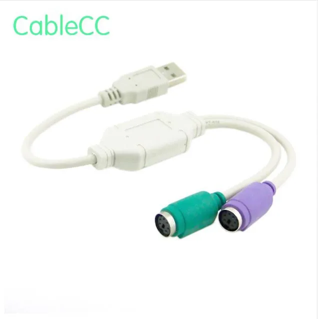 

Dual PS2 PS/2 MINI DIN 6pin to USB 2.0 Adapter Converter Cable for PC Laptop Keyboard Mouse