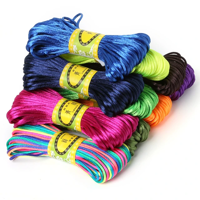 20Meter 2mm Rattail Satin Chinese Knotting Macrame Cord Embroidery Thread  Floss Handicraft Sewing Tool Cross Stitch