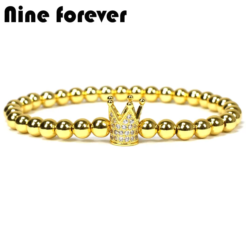 

Nine forever crown charms Bracelet men jewelry beads strand Bracelets for women pulseira masculina feminina valentines day gift