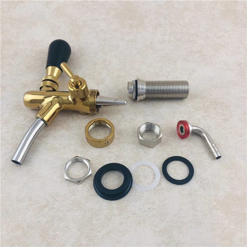 Draft Beer Faucet,Golden Adjustable Beer Tap Faucet with Long Shank 75mm G58 Thread Home Brew Bar Beer Wine Making Tool (3)