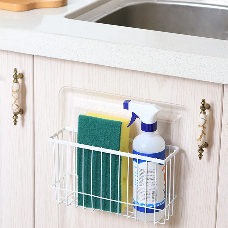 Kitchen Iron Storage Basket Wall Mount Organizer Sundries Seasoning Hanging Basket Bathroom Shelf Desktop Storage Basket