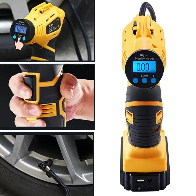 

Cordless Inflator Digital Display Car Air Compressor Tire Inflatable Pump for Auto Emergency Rechargeable Wireless Pump Handheld