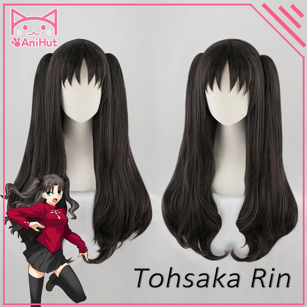 AniHut Tohsaka Rin парик Fate Grand Order косплей парик Fate Stay Night Косплей волосы Tohsaka Rin черные длинные прямые женские волосы