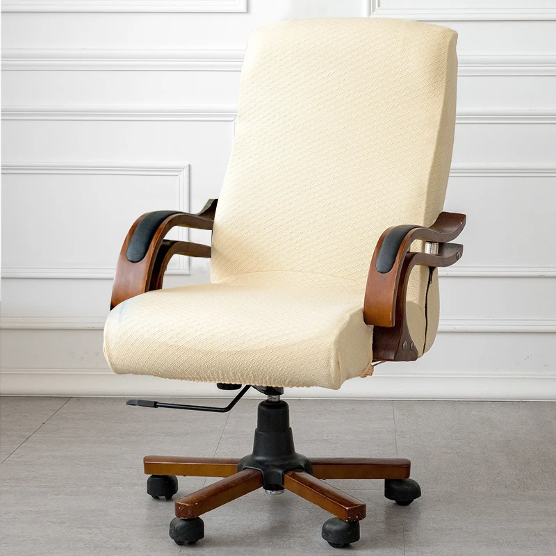 Универсальный размер жаккардовый чехол для кресла компьютерное офисное эластичное кресло чехлы для сидений растягивающиеся вращающиеся чехлы для сидений - Цвет: cream