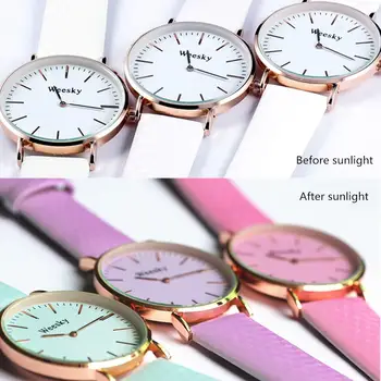 

Weesky Womens Fashion Change Color Design PU Band Analog Alloy Quartz Wristwatch Simple Dress Watch Montre Femme