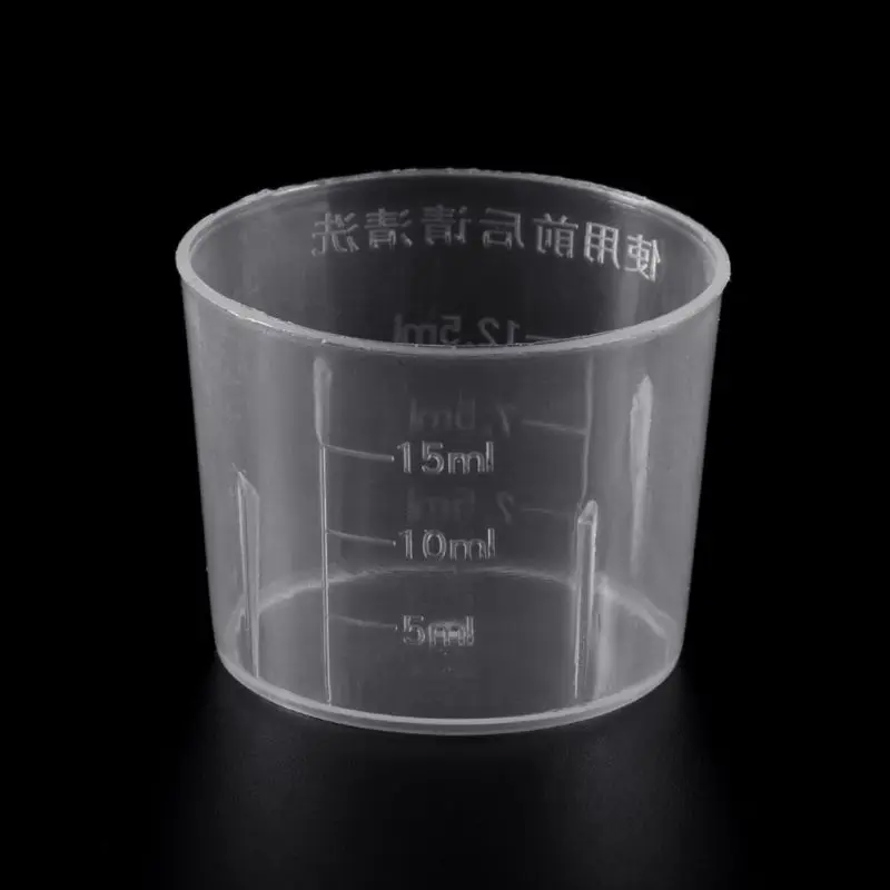 10Pcs 15ml Clear Plastic Measuring Cup Graduated Measure Beaker
