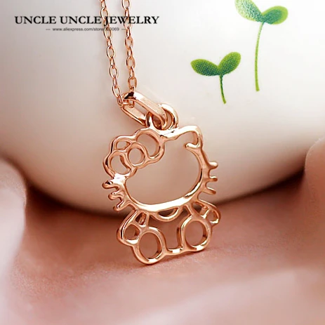 

FREE SHIPPING 18K Gold Plated Cute Hello Kitty Style Pendant Necklace Italina Series