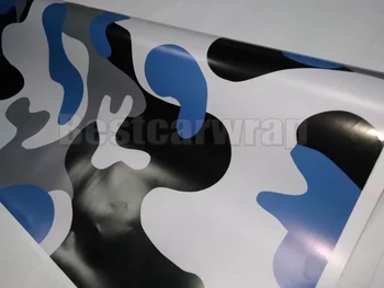 

Large Blue white Snow Camouflage Vinyl For Car Wrap Styling With Air Release Camo Coating PROTWRAPS size 1.52x30m/Roll