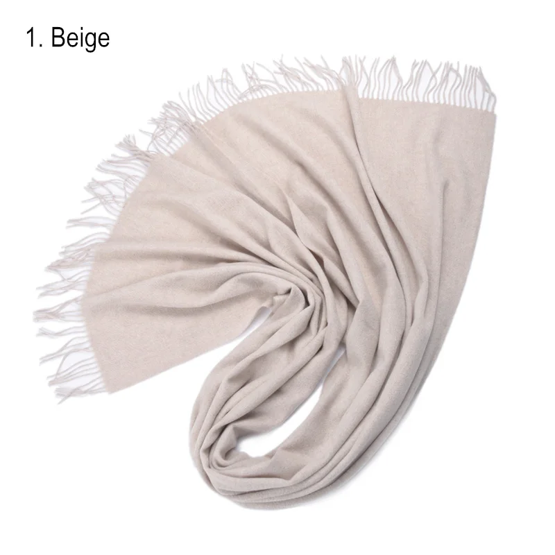 Кашемировый шерстяной шарф теплый толстый разноцветный платок женские мягкие шарфы Cosywarmer - Цвет: Beige