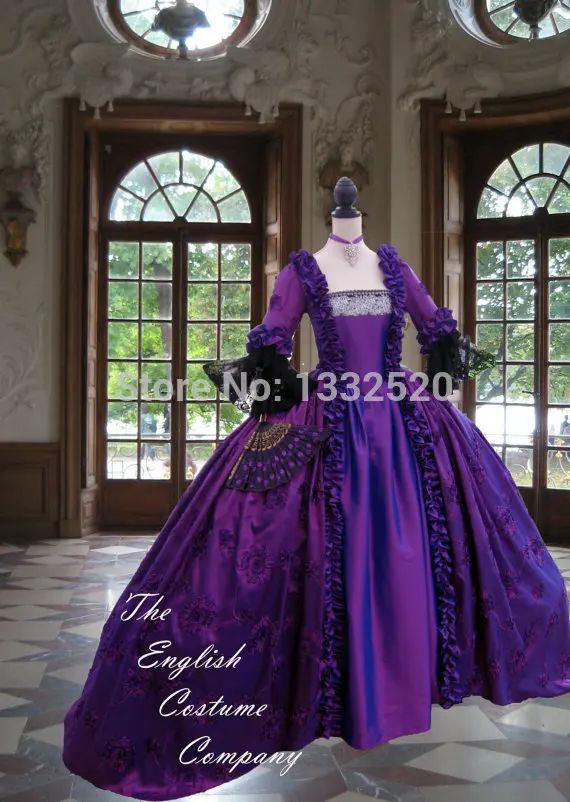 Marie Antoinette Dress Georgian colonial 18th century taped Rococo Style Gown Dress