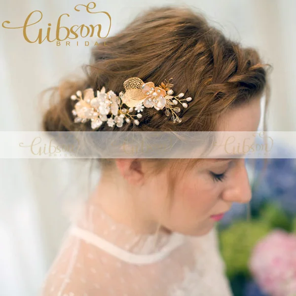 

Free Shipping Europe Victoria Style Shell Flowers and Freshwater Pearls Wedding Hair Clip Headpieces Wedding Jewellery