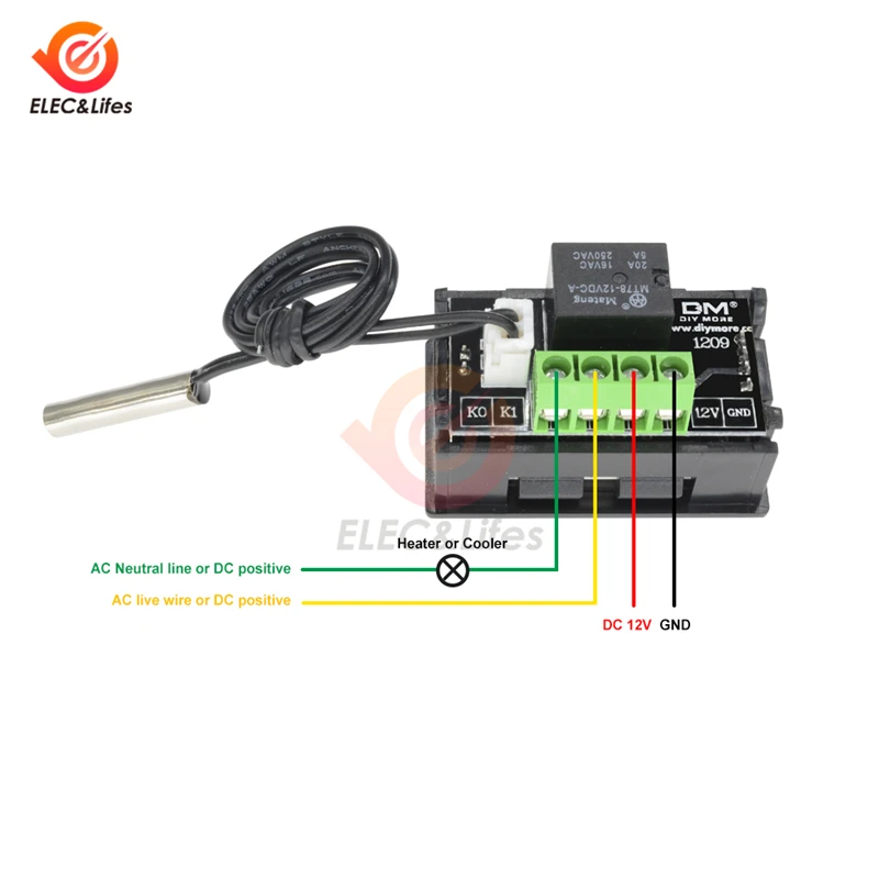 12 В W1209 W1209WK Цифровой термостат регулятор температуры Регулятор терморегулятор инкубатор метр DC NTC термистор датчик