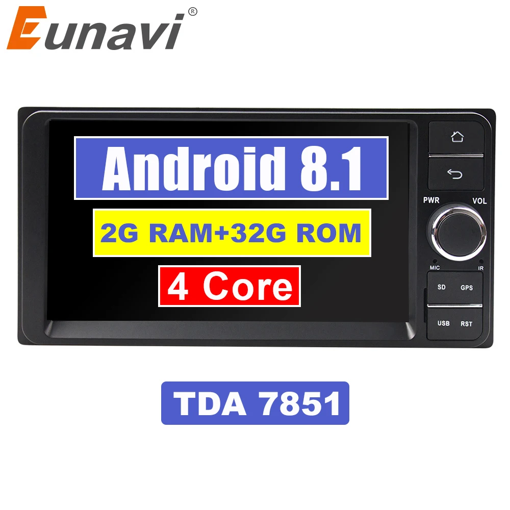 Eunavi 7 ''2 din tda7851 android 8,1 Автомагнитола Стерео gps для Toyota Hilux VIOS старый Camry Prado RAV4 Prado 2003-2008 Авторадио