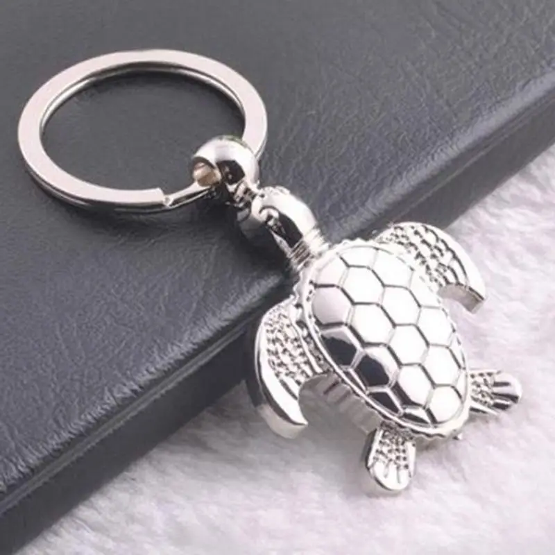 1 Pc Fashion New Design Cute Silver Sea Turtle Metal Keychain Silver