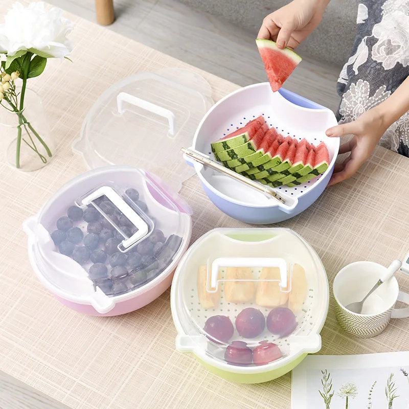 

Double fruit bowl, drain basket, candy box ried fruit plate fruit basket plastic basket storage vegetables kitchen containers