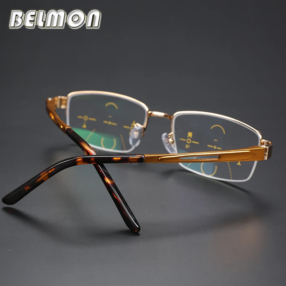

BELMON Reading Glasses Men Multi-Focal Progressive Presbyopic Eyeglasses AL-MG Frame Eyewear +1.0+1.25+1.50+1.75+2.00+2.25 RS013