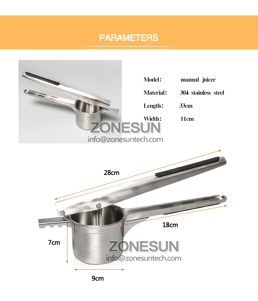 ZONESUN Винтаж ручной пресс ручной соковыжималка картофель лапша оранжевый лимон лайм кухня кухонная посуда свежий сок инструмент