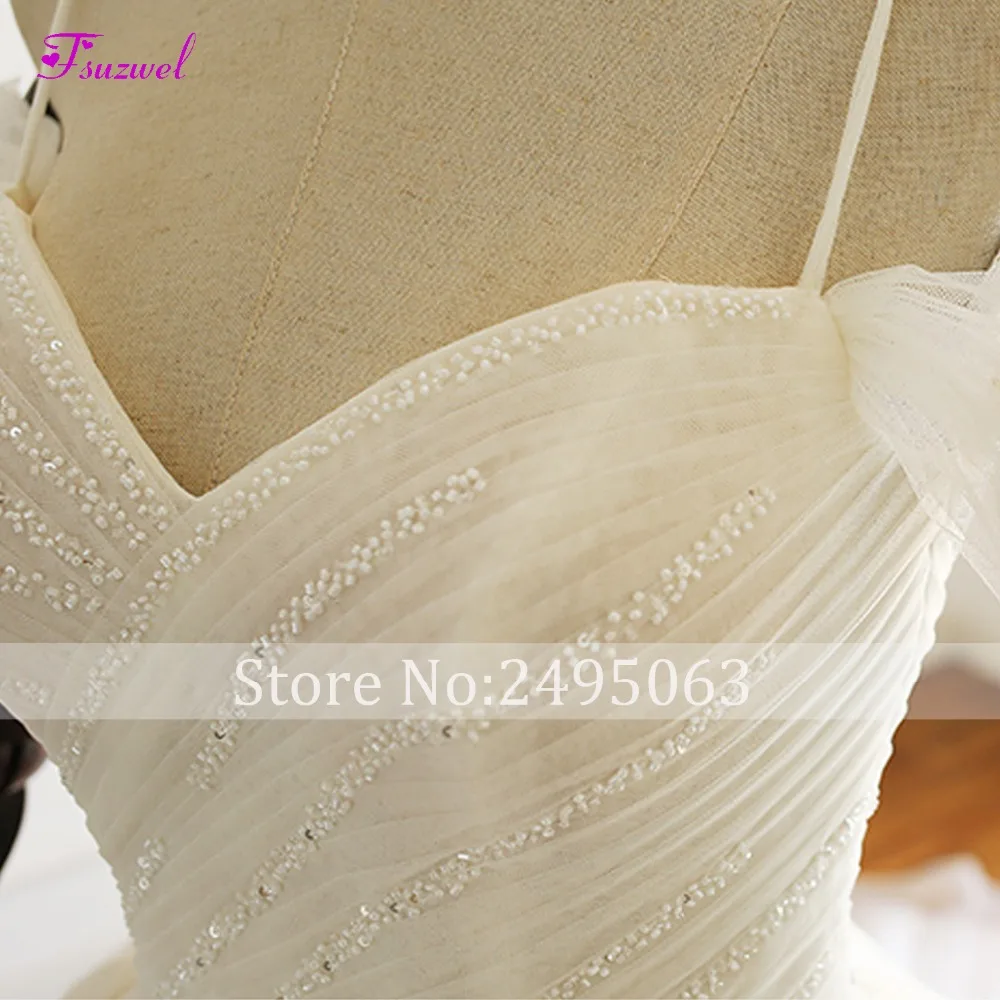 Fsuzwel Новое поступление роскошное бисерное ТРАПЕЦИЕВИДНОЕ свадебное платье модное Плиссированное кружево для шеи невесты платье Vestido de Noiva