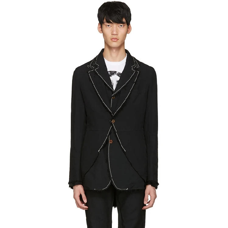 Инновационный дизайн мужской костюм модный двойной строчкой куртка для отдыха большой размер мужская одежда