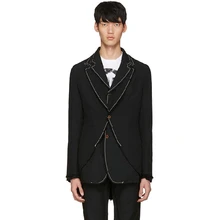 Инновационный дизайн мужской костюм модный двойной строчкой куртка для отдыха большой размер мужская одежда