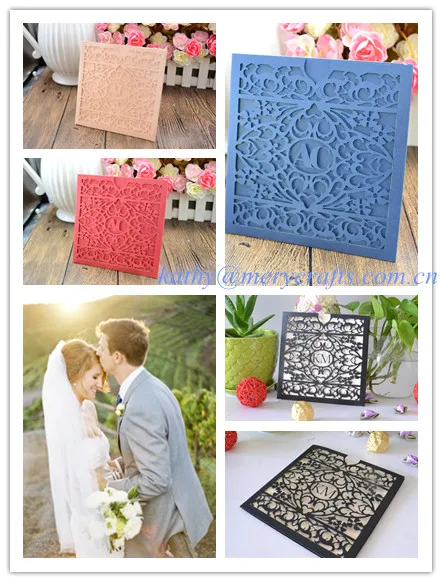 Aliexpress Com Custom Square Pocket Fold Wedding Invitations Pocket Fold Laser Cut Wedding Invitations Black Envelops China Mainland