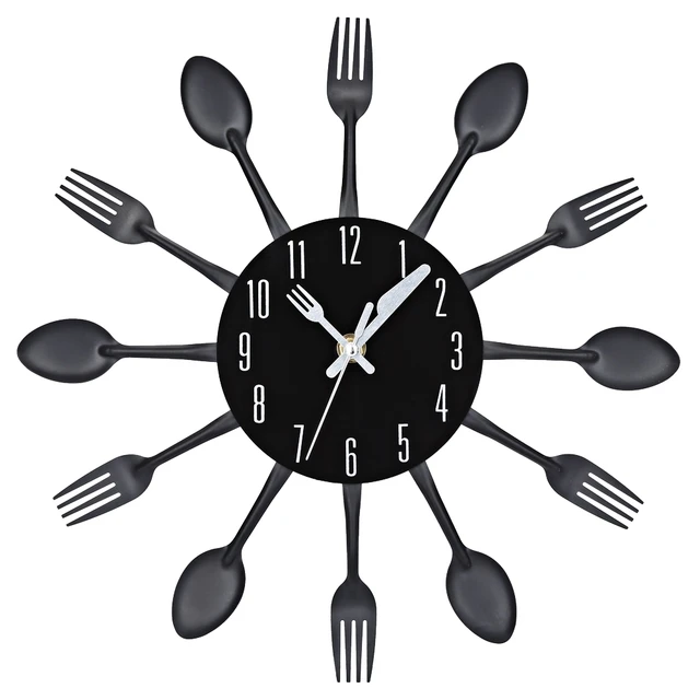 2017 3D Настенные Часы Из Нержавеющей Стали Нож, Вилка Современный Дизайн Большой кухня Настенные Часы Часы Кварцевые Для Домашнего Офиса Декор 4 Цвет