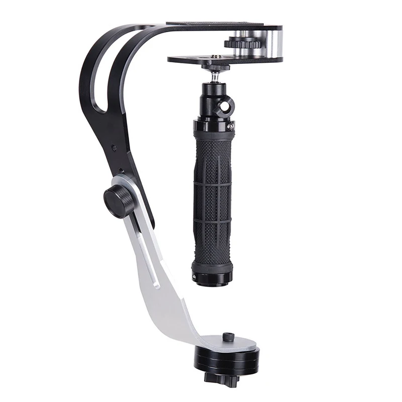 Camera Stabilizer Mini Aluminum Alloy Handheld Steadicam Black Holder Video Bracket & Phone Clip for Canon Nikon Sony Smartphone