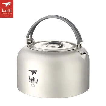 

Keith 1L-1.5L Titanium Kettle Ultralight Camping Kettle Outdoor Cookware Tea Pot Ti3901/Ti3907