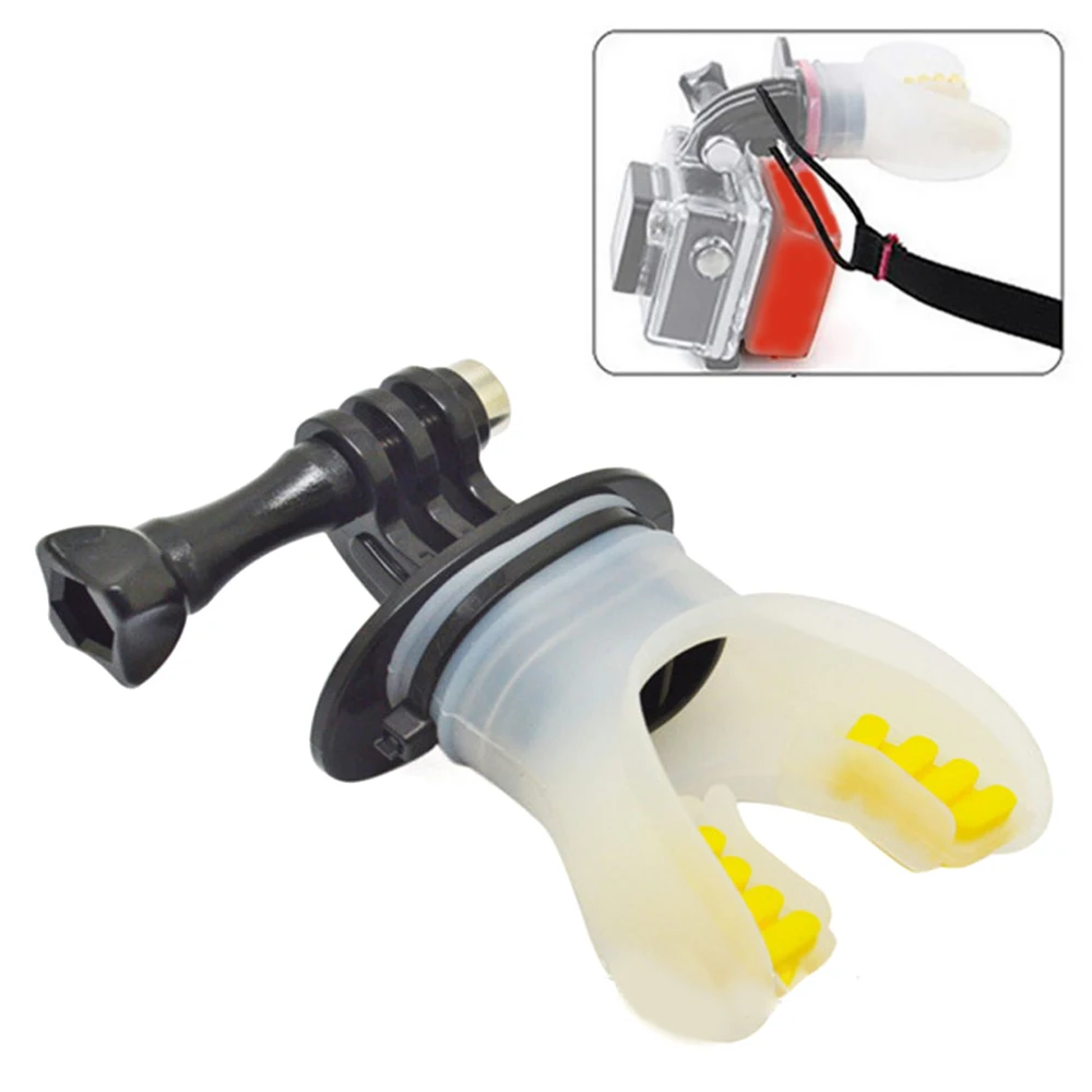 

Surfing Shoot Action Camera Dummy Bite Mouth Mount + Floaty Float Lanyard Strap for Swimming Skiing Diving
