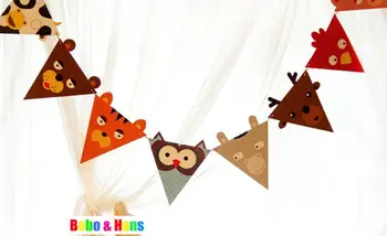 

New cute animal style deco. paper flag set / Wholesale