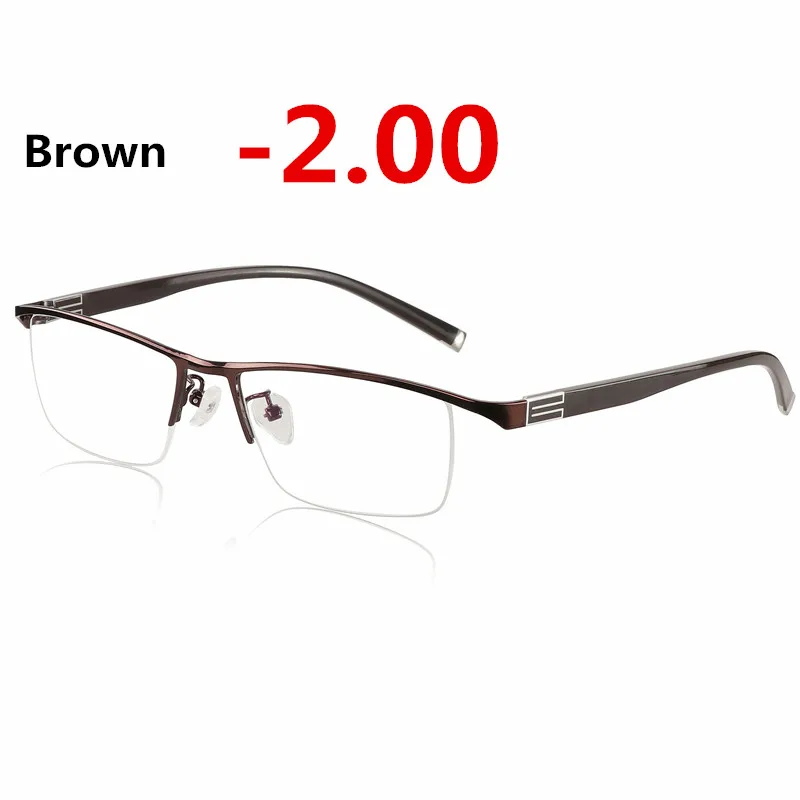Титановый сплав солнцезащитные фотохромные очки для близорукости оптические мужские очки по назначению очки оправа Половина обода очки с диоптриями очки-1-2-3-4 - Цвет оправы: Brown -2.00