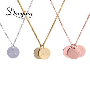 

Duoying 12*12 mm Disc Necklaces Custom Baby Name Necklace Personalized drop Coin Pendants Necklaces Beauty Mother Gifts for Etsy