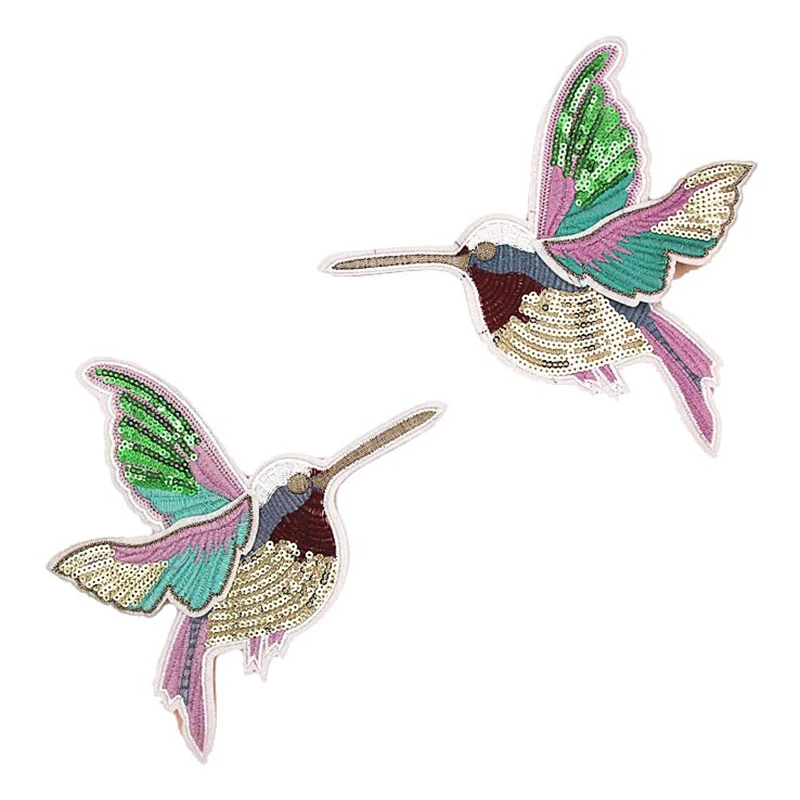 

3D Sequin Embroidery Birds Patch Applique Sew On Clothes Shirt Accessory Patchwork Diy Hummingbird Patches